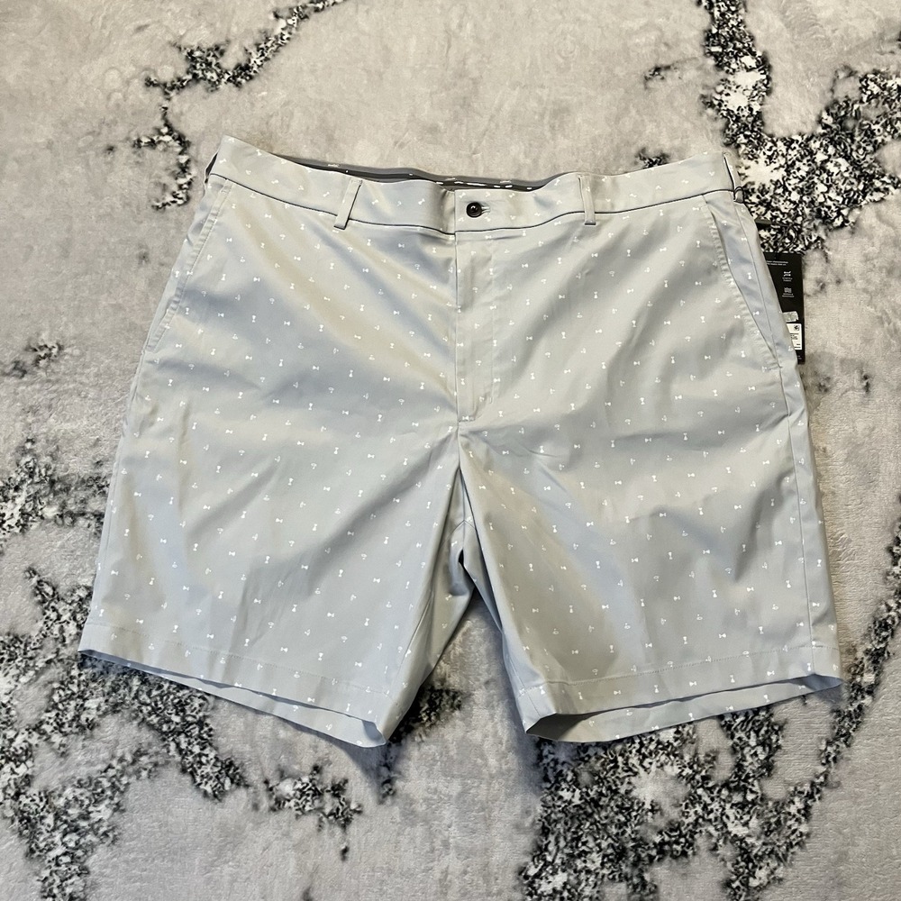 Walter Hagen Shorts Mens Size 42 Gray Tiny Icons Flat Front Chino Golf